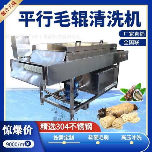 商用大枣清洗设备海蛎子生蚝去泥机厂家优惠橙子柑橘毛辊清洗打蜡