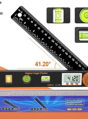 4in1橙色头数显角度尺水平尺水准仪木工角度尺多用途数显量具