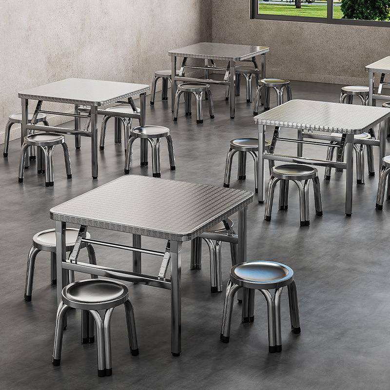 304特厚不锈钢折叠桌方形野外出租房食堂桌便携学习写字摆摊桌