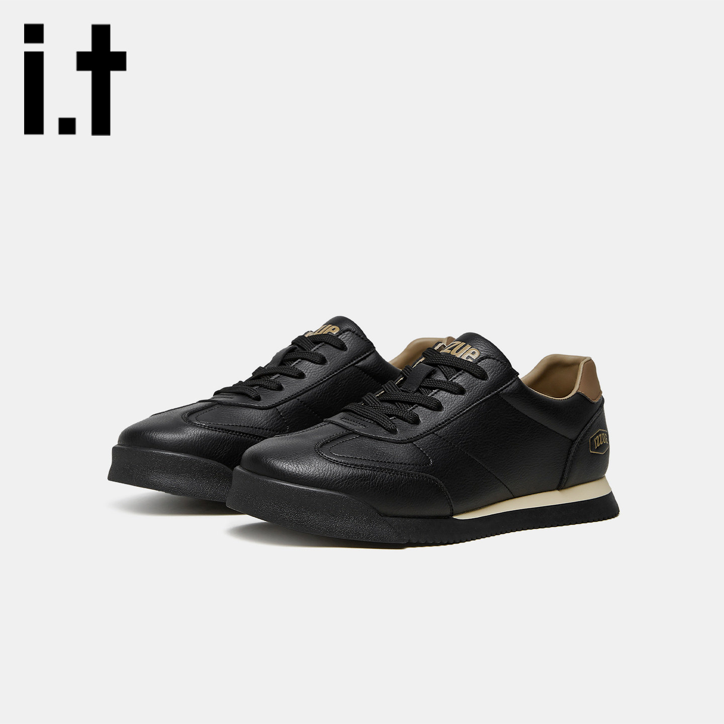 it izzue增高厚底小黑鞋春季新款软底潮流男鞋学生休闲皮面板鞋v,流行男鞋,时尚休闲鞋,淘宝优惠券,粉丝福利购,淘宝优惠卷