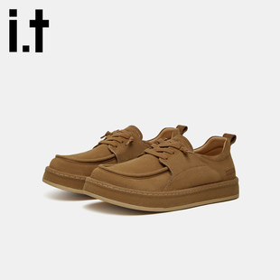 鞋 休闲牛皮软底防滑耐磨厚底轻便户外乐福工装 男士 izzue新款