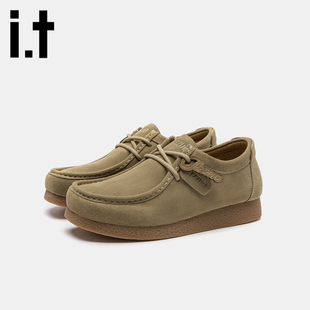 2025新款 秋季 休闲鞋 鞋 袋鼠鞋 男复古舒适老钱风工装 izzue男鞋