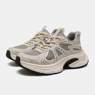 it izzue2025秋新款厚底增高复古老爹鞋时尚运动休闲透气网面鞋v