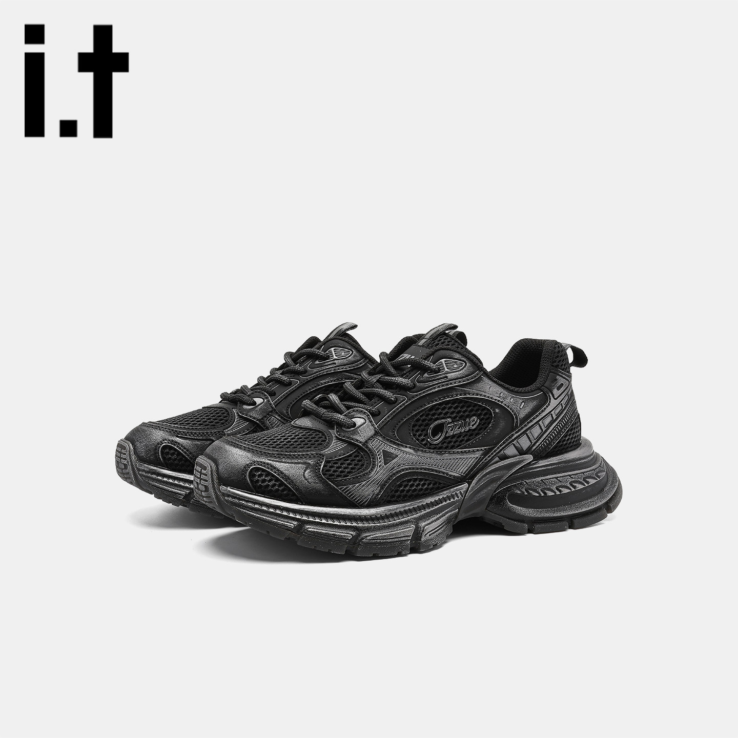 it izzue2025秋新款黑色飞碟慢跑鞋国潮户外休闲增高运动老爹鞋v,流行男鞋,时尚休闲鞋,淘宝优惠券,粉丝福利购,淘宝优惠卷