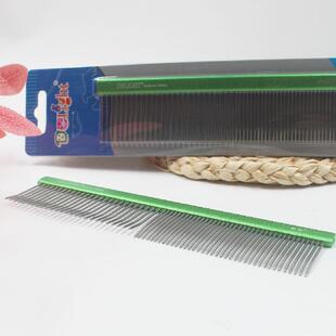 船记DELIGHT宠物排梳钢针铝柄双面翘毛梳子猫咪狗狗挑毛绿色dl155