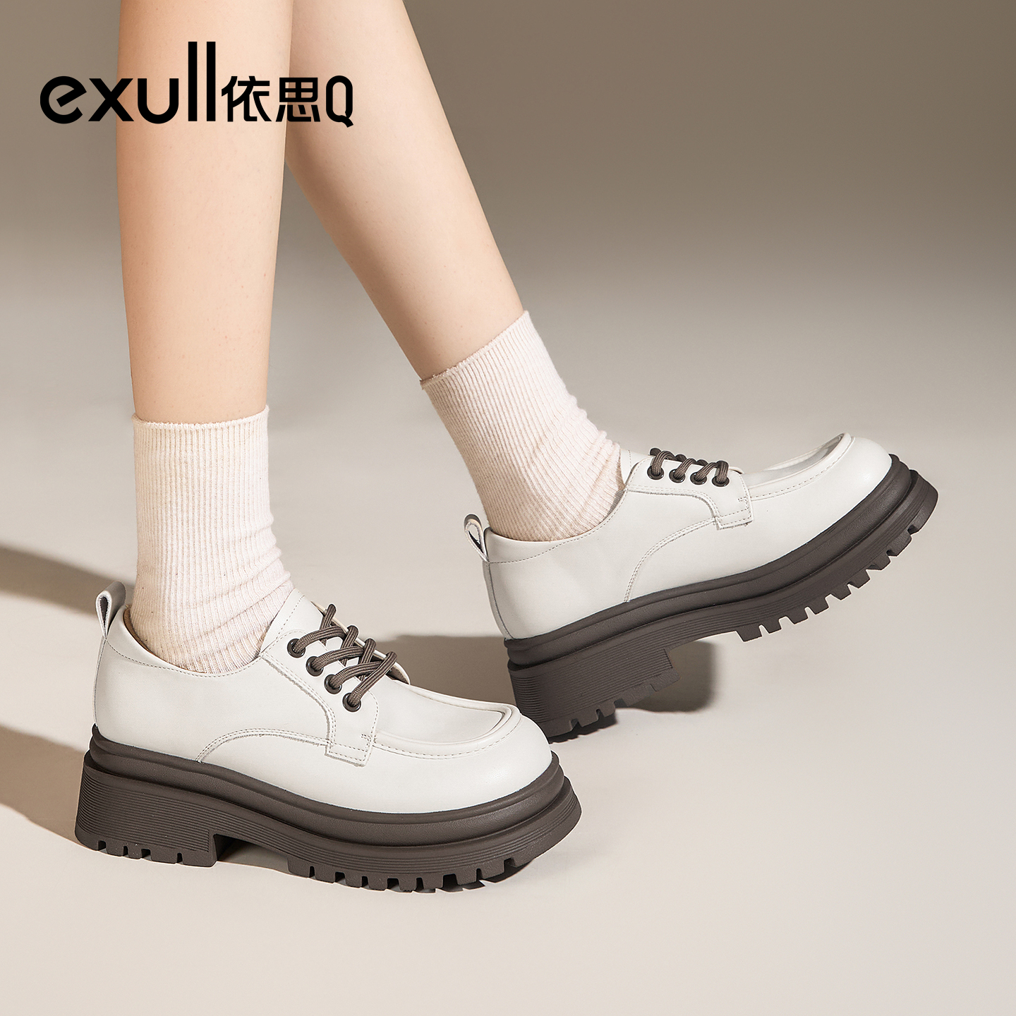 exull/依思Q厚底乐福鞋女士英伦风小皮鞋2025秋季新款女鞋单鞋