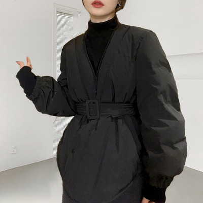 羽绒服女款女装冬季外套短款收腰系带鸭绒平湖羽绒服高级感