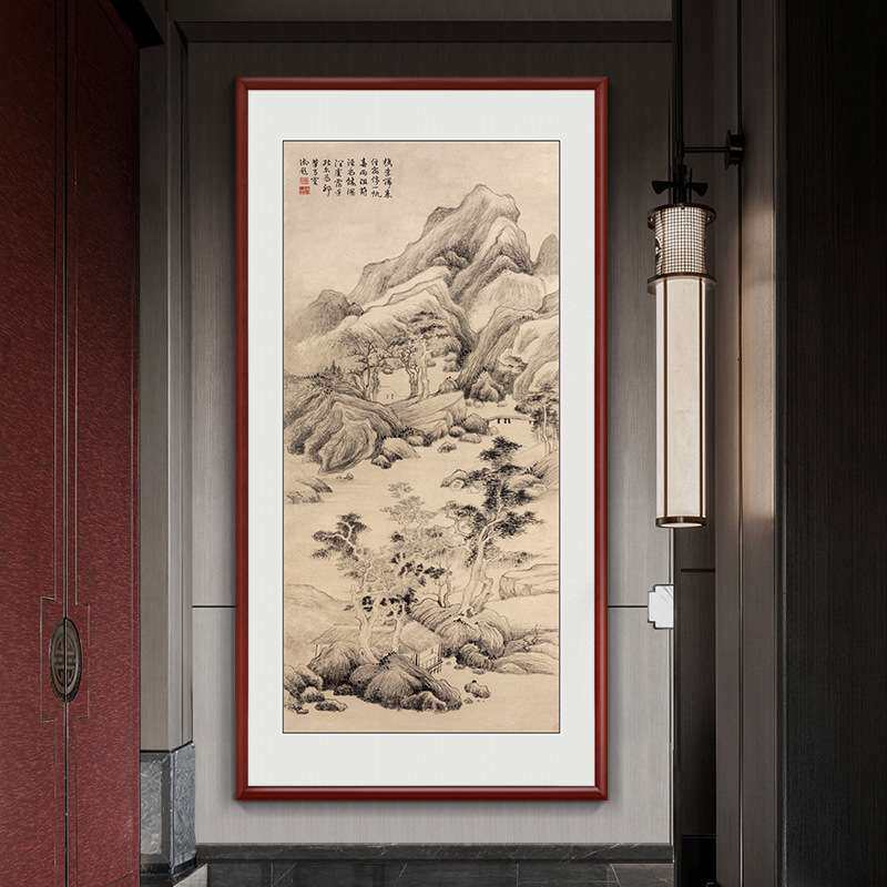 入户过道玄关装饰画酒店大堂走廊新中式壁画售楼处样板间墙壁挂画