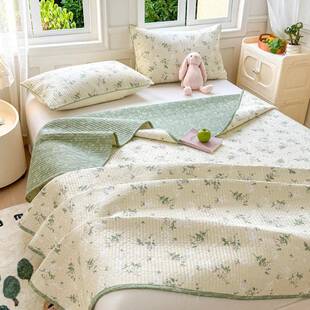 A类双面纯棉100全棉床盖三件套母婴级夹棉小清新亲肤透气床上用品