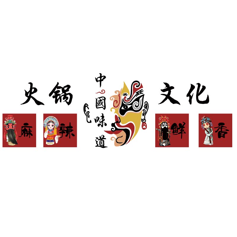 火锅店墙面装f饰用品顶部烧烤国潮风小吃酒吧网红打卡脸谱墙贴壁