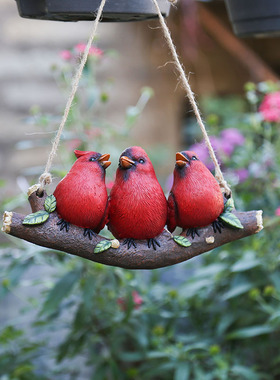 户外花园装饰 庭院 院子阳台装饰 创意 园L艺仿真小鸟树上装饰挂