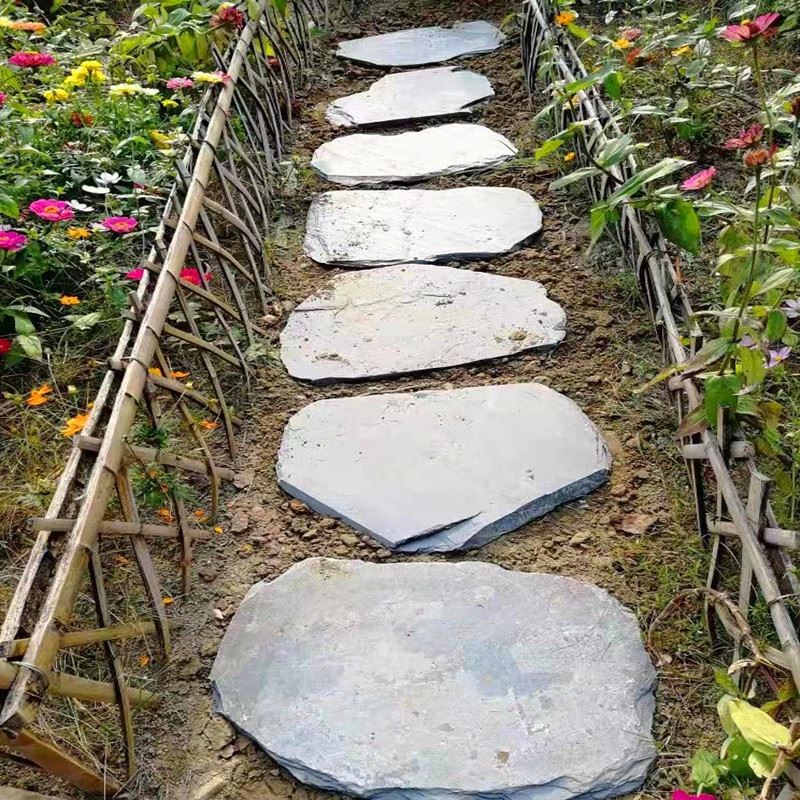 青石板踏步庭院铺路草坪户外花园垫脚石园林汀步天然防滑石板地砖