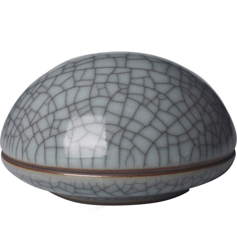 龙泉青瓷陶瓷书房饰品瓷缸办公桌面提环印泥盒桌案摆设瓷器