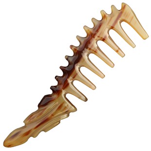 长20 防静电雕花梳 21厘米 粗大齿卷烫发梳 天然牦牛角按摩保健梳