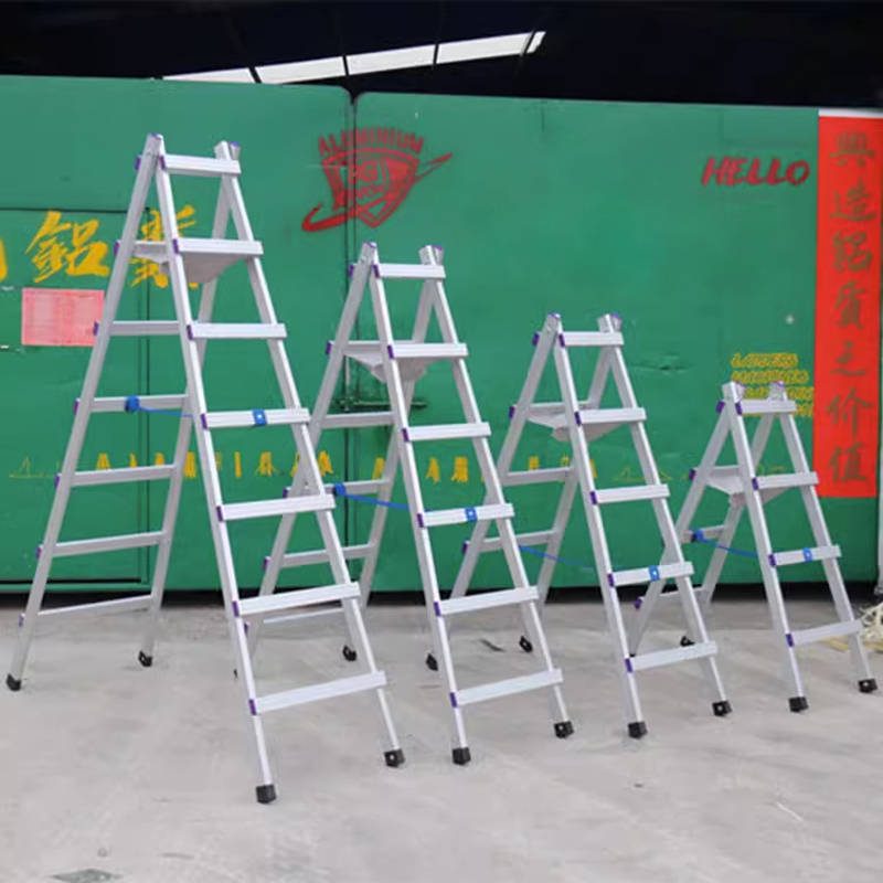 铝合金可行走人i字梯加厚铝梯楼梯家用折叠梯焊接木工移动装修梯