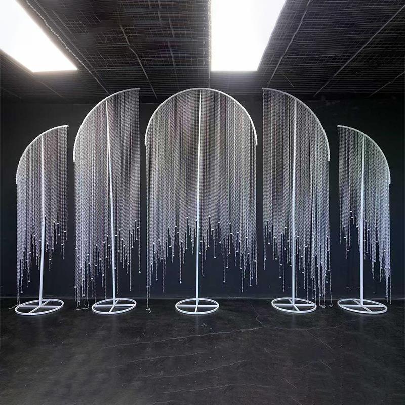 婚庆道具亚克力珠帘摆件舞台背景装饰婚礼堂水晶珠链路引场景布置