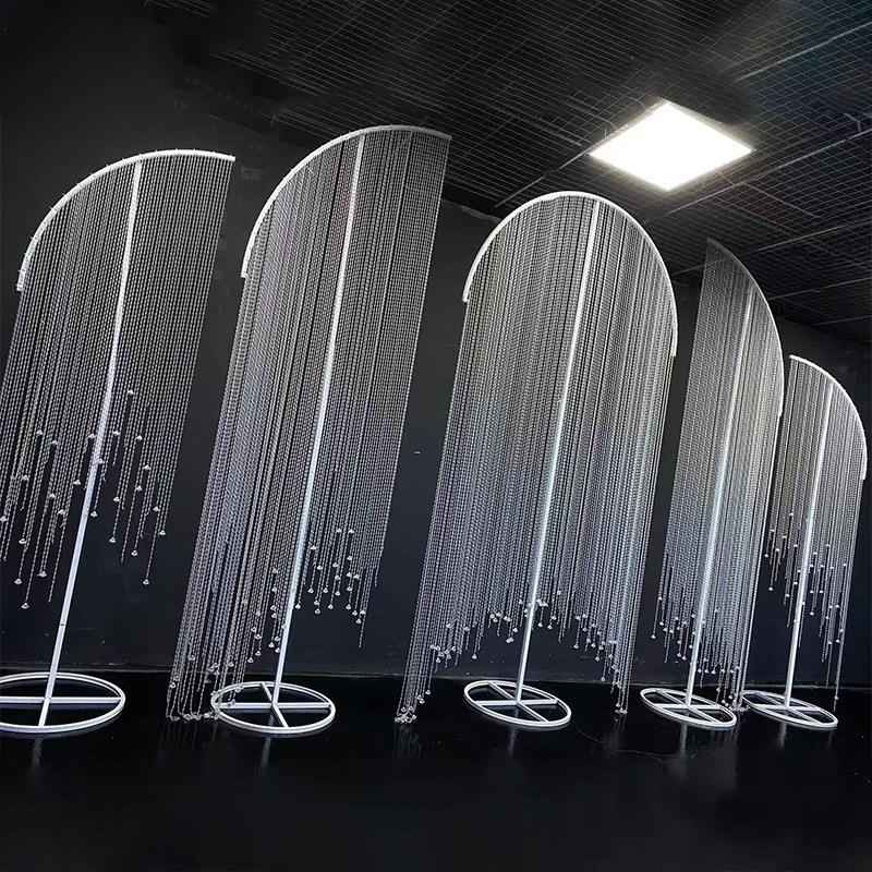 婚庆道具亚克力珠帘摆件舞台背景装饰婚礼堂水晶珠链路引场景布置