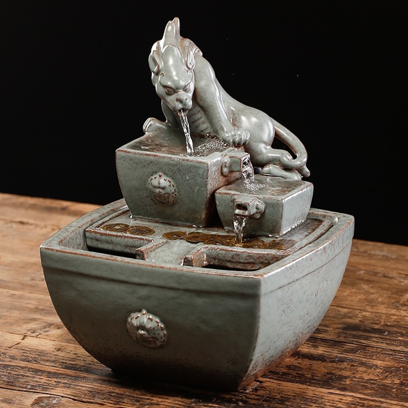 禾潼 招财流水摆件店铺茶室B开店送礼公司办公室开业礼物