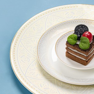 家用乔迁新居碗盘组合 骨瓷碗碟套装 餐具套装 轻奢高级感2025年新款