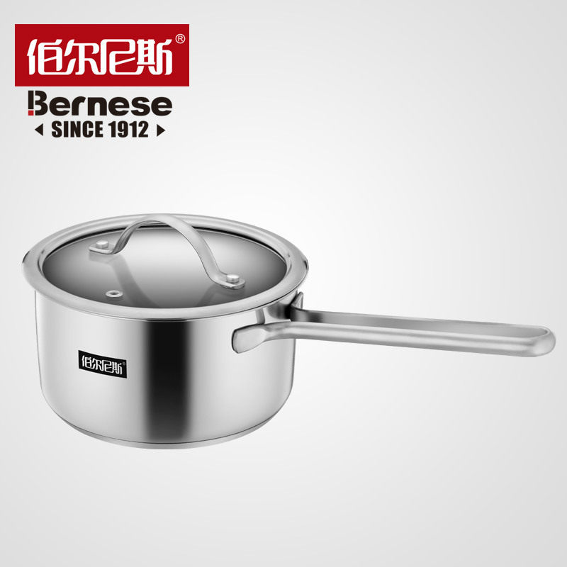 不锈钢奶锅复底汤锅 单柄婴儿辅食小奶锅 T家用婴儿辅食锅
