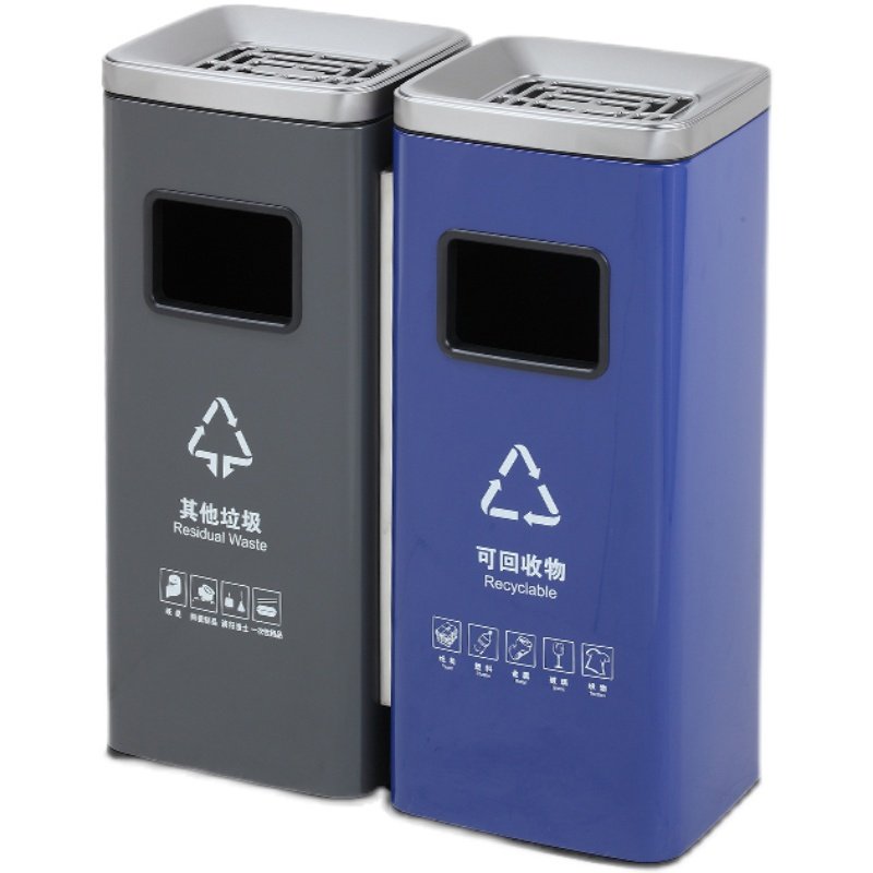 不锈钢分类e垃圾桶脚踏式大堂带盖商场用物业银行医院大号公共场