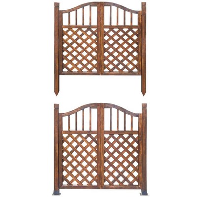 栅栏菜园菜园门防腐木户外庭院双开篱笆门菜园院子门围栏花园网格