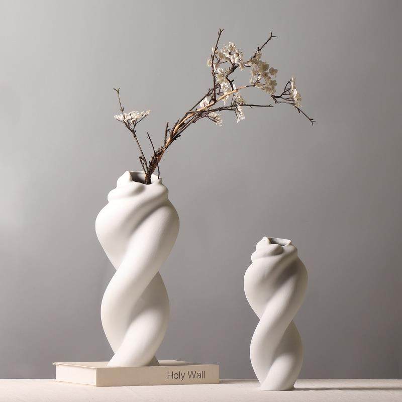 现代简约创意麻花花瓶客厅插花装饰品磨砂白色个性小众陶瓷摆件,清洗/食品/商业设备,风口/风叶/风机配件,淘宝优惠券,粉丝福利购,淘宝优惠卷