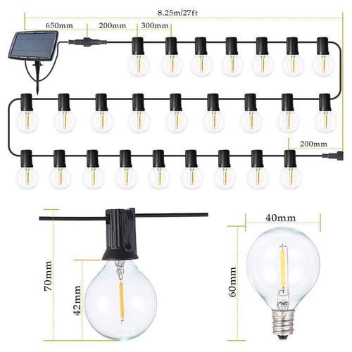 LEDg40太阳能灯串圣诞节日户外防水装饰灯串暖白彩灯4模式