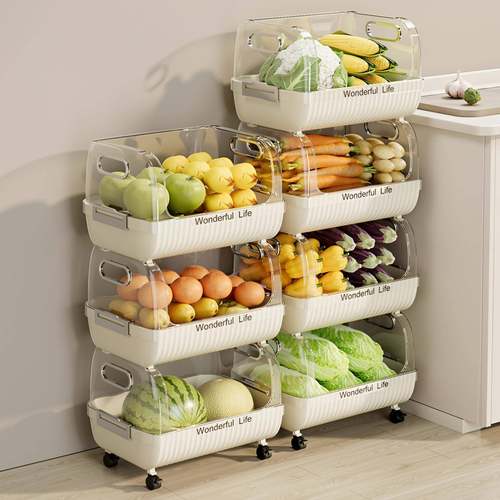 严选厨房客厅小推车置物架落地储物箱家用可移动整理架装蔬菜水果