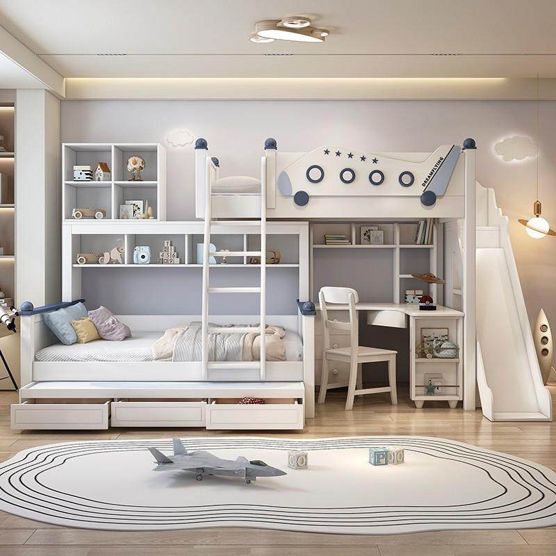 全实木子母床交错式上下床双层床儿童床错位型高低子母床上下铺上