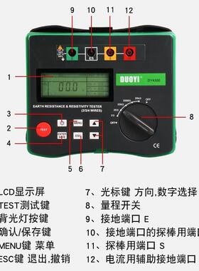 多一防雷数字接地电阻测试仪 土壤电阻率测试仪 DY4300