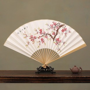 男士 折扇9寸9.5寸手绘扇文玩玉竹工艺苏工纸扇中国风定制礼品扇子