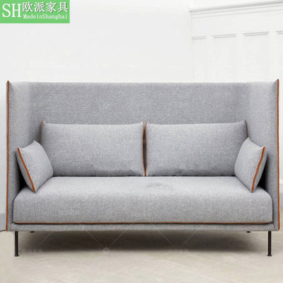 简约现代高背卡座布艺沙发工业风高背洽谈沙发咖啡厅民宿酒吧沙发