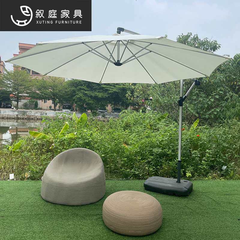 户外带遮阳伞绳编制单人沙发位户外景区民宿酒店创意手工编织家具