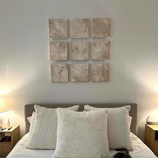 原木奶油风装饰画法式民宿2025新款手绘油画挂画卧室餐桌肌理感