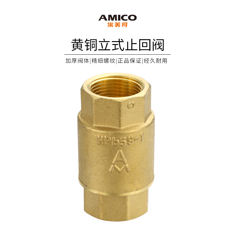 埃美柯立式止回阀黄铜水表止逆阀4分家用防反水螺纹水边单向阀