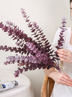 田园风尤加利叶仿真花束客厅插花装饰I摆件手捧绿植造景拍摄道具