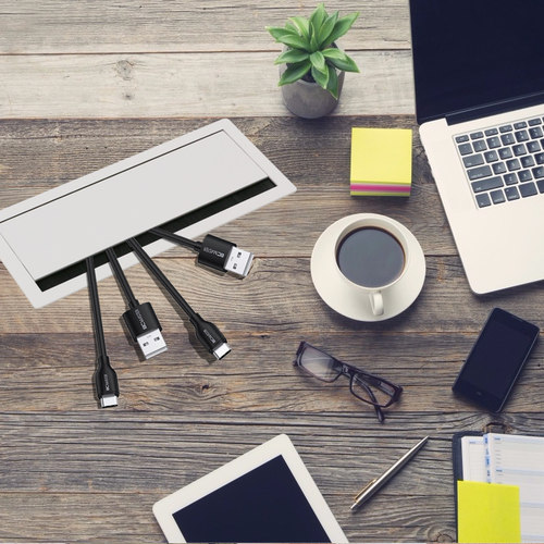 桌面穿线孔盖铝合金插座盒子嵌入式86插座可定制翻盖线盖网络电源