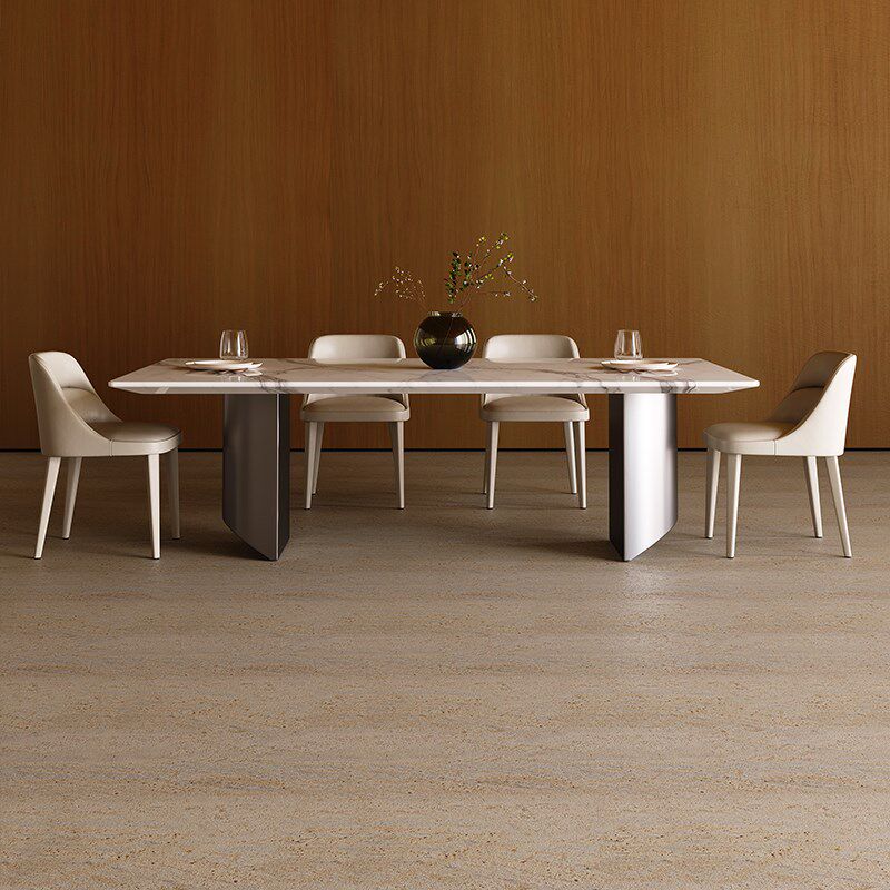 PAULJOHN极简轻奢大理石餐桌长方形天然奢石餐桌椅设计师款大平层