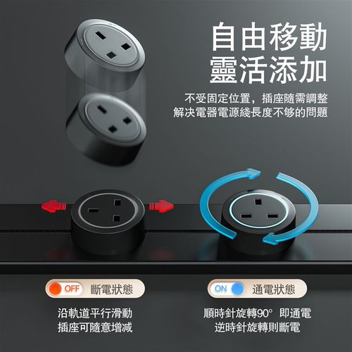 华帝斯英标带线轨道插座国际通用可移动英式13A厨房路轨排插香港