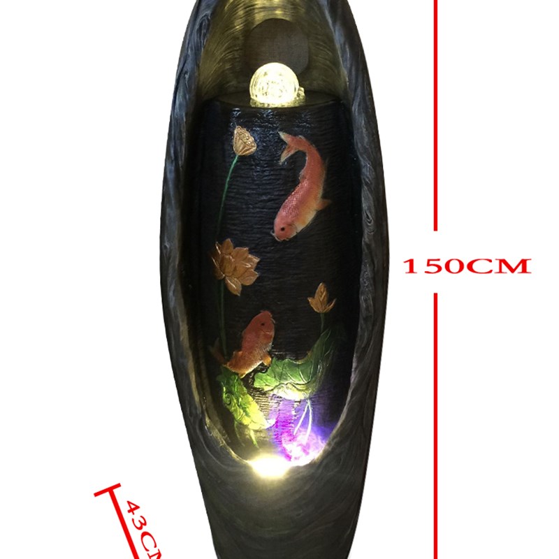 财源滚滚流水喷泉落地摆件轮招财开业礼K品 年年有余 新居礼品