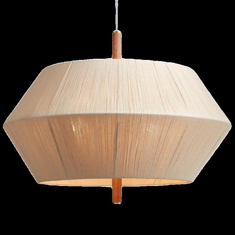 中古实木卧室编织吊灯日式侘寂风棉线民宿客厅灯复古麻绳餐厅灯具