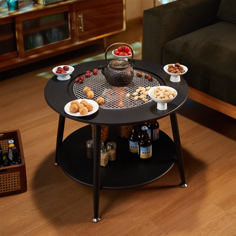 围炉煮茶桌家用室内全p套取暖庭院冬天烤火炉户外野炊露营烧烤桌