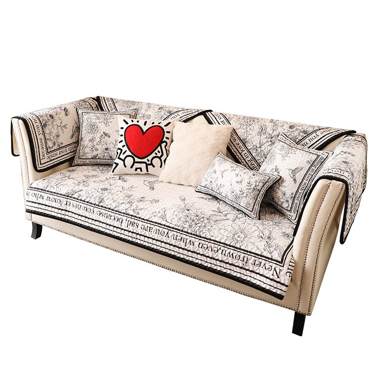 素描风沙发垫h四季通用创意简约黑白高级花卉沙发套坐垫抱枕可定