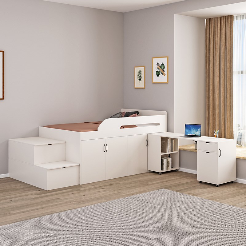 定制卧室小户型儿童半高床多功能储物榻榻米床衣柜书桌一体省空间