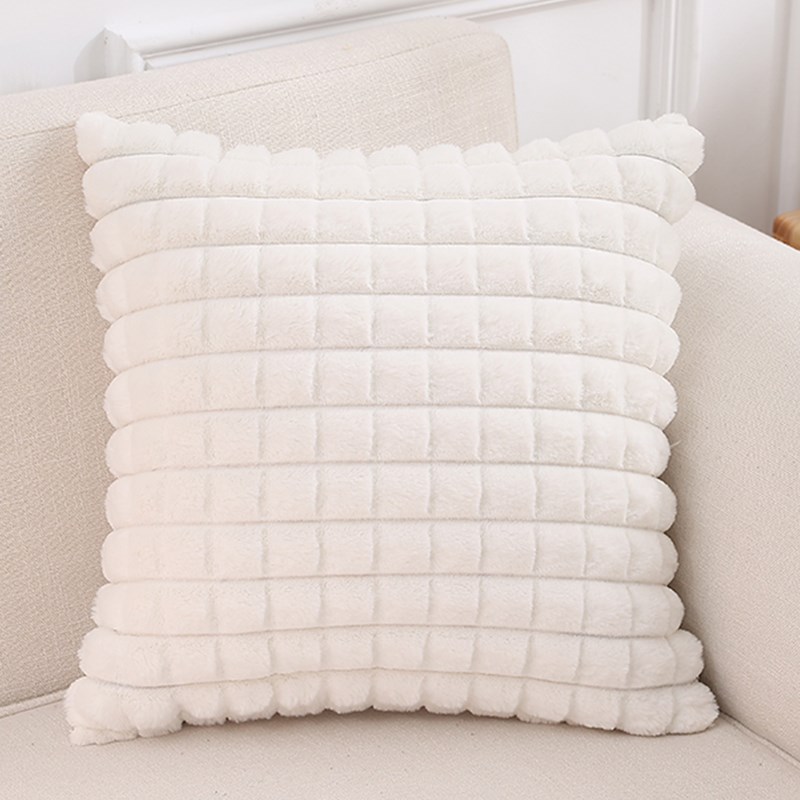 兔毛米白色组合抱枕套不含芯轻奢毛绒抱枕靠枕套客厅床头抱枕靠垫