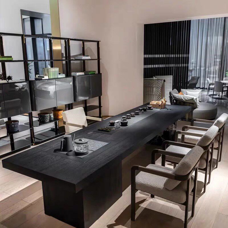 大板茶桌新中式高级现代轻奢泡茶桌设计款办公室酒店会所升降茶台