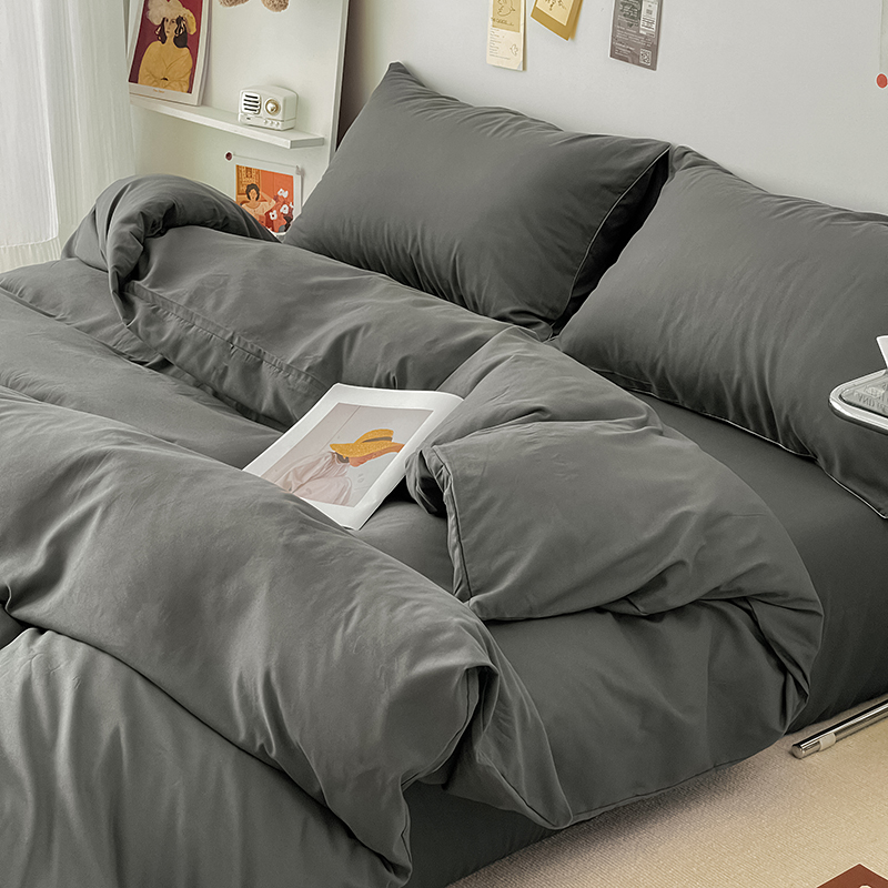 纯色混搭被套单件全棉学生单双人150x200x230四件套床单被罩3