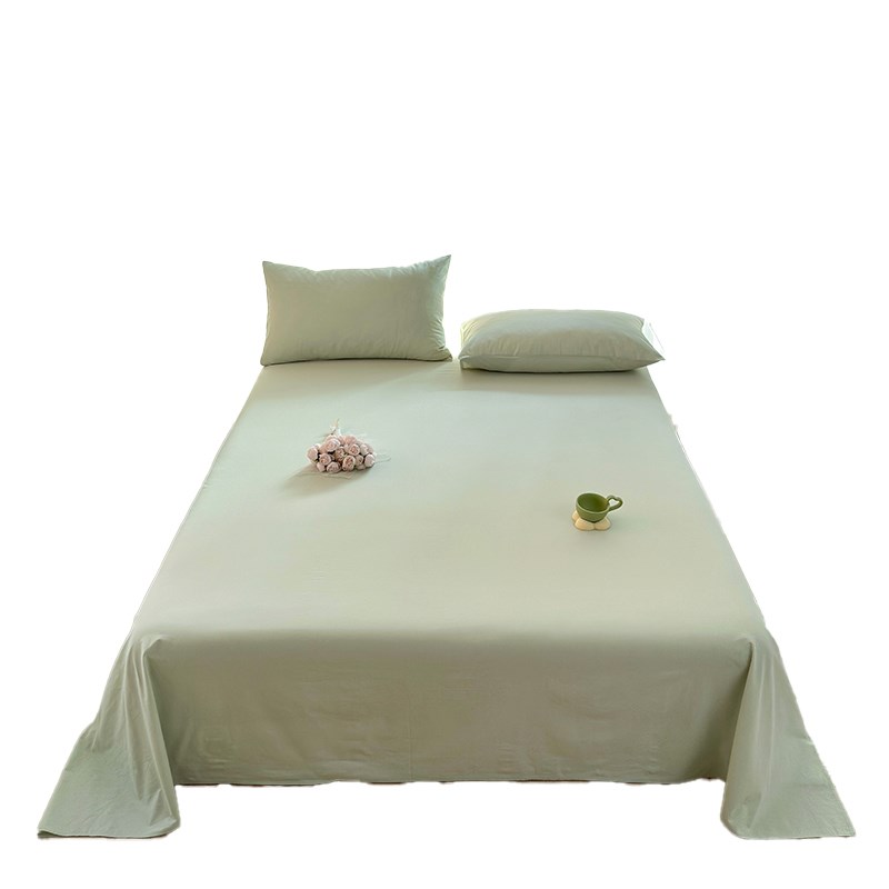 A类水洗棉床单单件100全棉学生宿舍纯色单双人被单枕套三件套