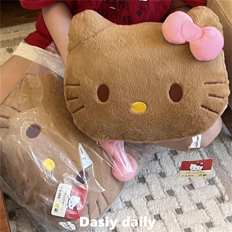 可爱KT猫头毛绒抱枕车载沙发床头靠垫午睡枕头礼物女学生少女心